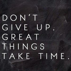 Don't give up - great things take time quote